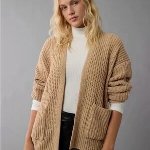 American Eagle Outfitters Camel Knit Cardigan